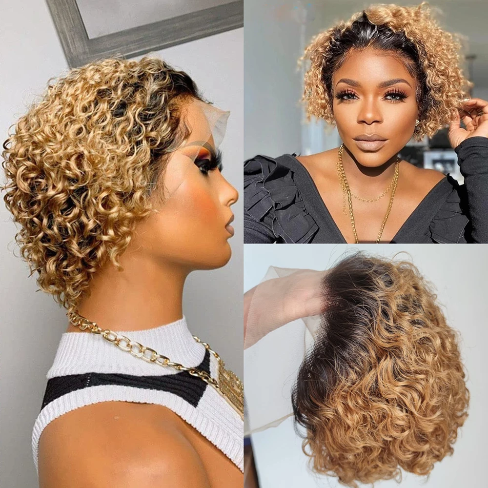 T27 Ombre Brown Highlight Wig 13x1 Lace Pixie Cut Wig Curly Bob Wig Human Hair Wigs Transparent Preplcuked Wigs For Women
T27 Ombre Brown Highlight Wig 13x1 Lace Pixie Cut Wig Curly Bob Wig Human Hair Wigs Transparent Preplcuked Wigs For Women