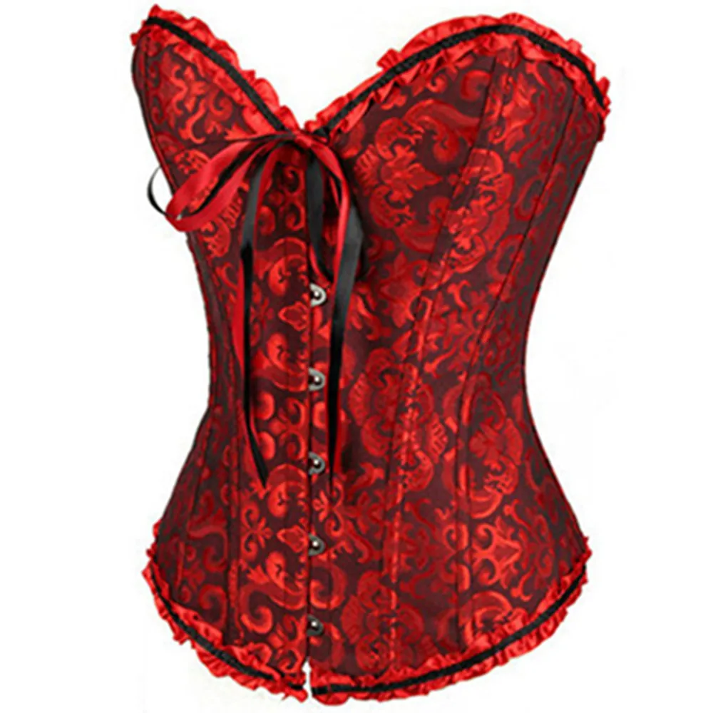 Sexy Women Burlesque Jacquard Fabric Lace Up Satin plastic bone Bustier Corset Overbust Corsets Plus Size S-XL
Sexy Women Burlesque Jacquard Fabric Lace Up Satin plastic bone Bustier Corset Overbust Corsets Plus Size S-XL