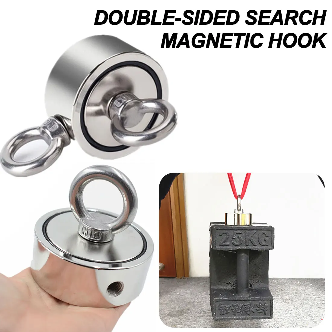 

D48-D75 неодимовое магнитное кольцо, мощный магнитный крючок, двусторонний поисковый рыболовный магнит, мощный спасательный магнит, набор