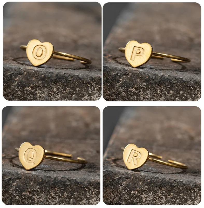 Stainless Steel Initial Alphabet Letter Heart Rings Gold Stamped All 26 A-Z Luxury Monogram Name Word Adjustable Ring for Women
Stainless Steel Initial Alphabet Letter Heart Rings Gold Stamped All 26 A-Z Luxury Monogram Name Word Adjustable Ring for Women