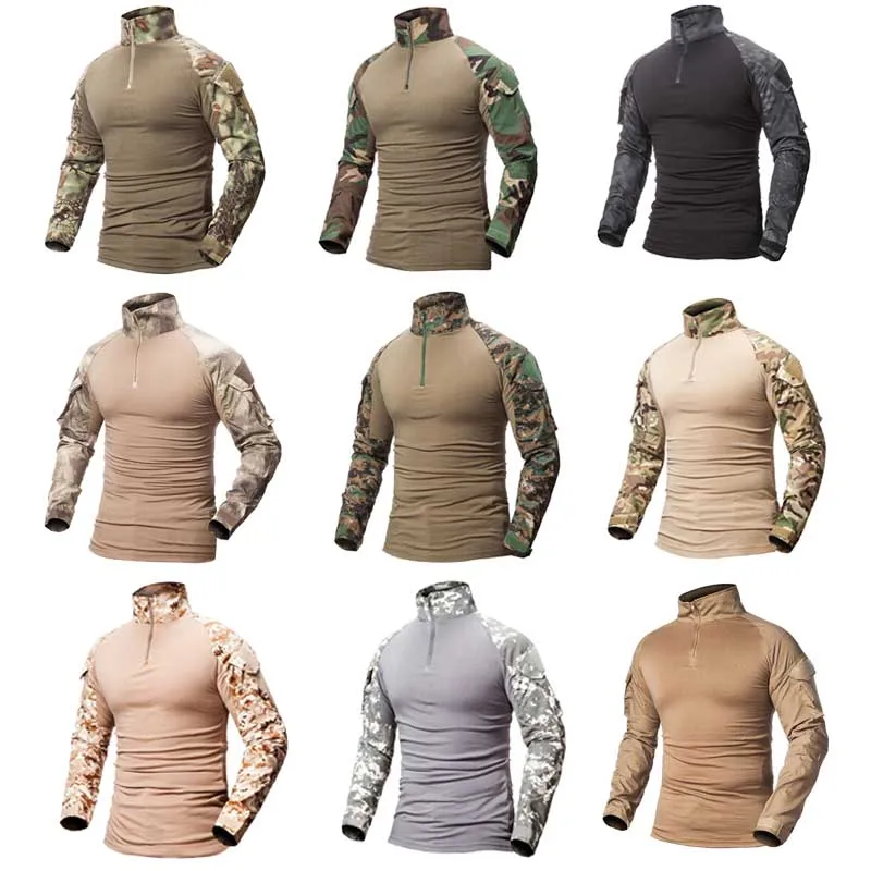 

Men Hunting Shirts Military Camouflage Outdoor Shirt Cotton Long Sleeve Army Tactical Shirt Solider Squad Armed Outwear Shirts
