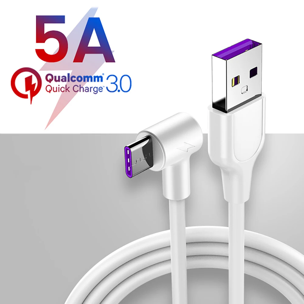 5A супер быстрый зарядный кабель USB 3 1 type C 90 градусов м 2 5 для samsung s8 s9 s10 huawei mate 20 P30 pro