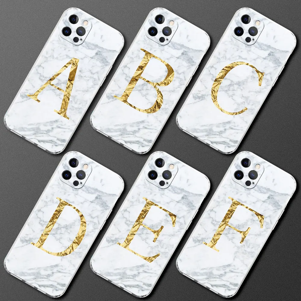 Letter A B C D White Marble Case For Apple iPhone 13 11 12 Pro 7 XR X XS Max 8 6 6S Plus 11Pro Transparent Soft Phone Covers Cas
Letter A B C D White Marble Case For Apple iPhone 13 11 12 Pro 7 XR X XS Max 8 6 6S Plus 11Pro Transparent Soft Phone Covers Cas