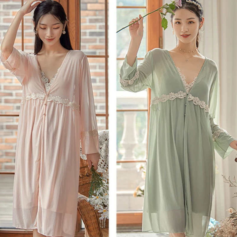 Fairy Night Gowns And Robes for Women Pijamas Mesh Lace Sleepwear Vintage Nightgown Cami Night Dress Sexy Robe 2pcs Lounge Set
Fairy Night Gowns And Robes for Women Pijamas Mesh Lace Sleepwear Vintage Nightgown Cami Night Dress Sexy Robe 2pcs Lounge Set