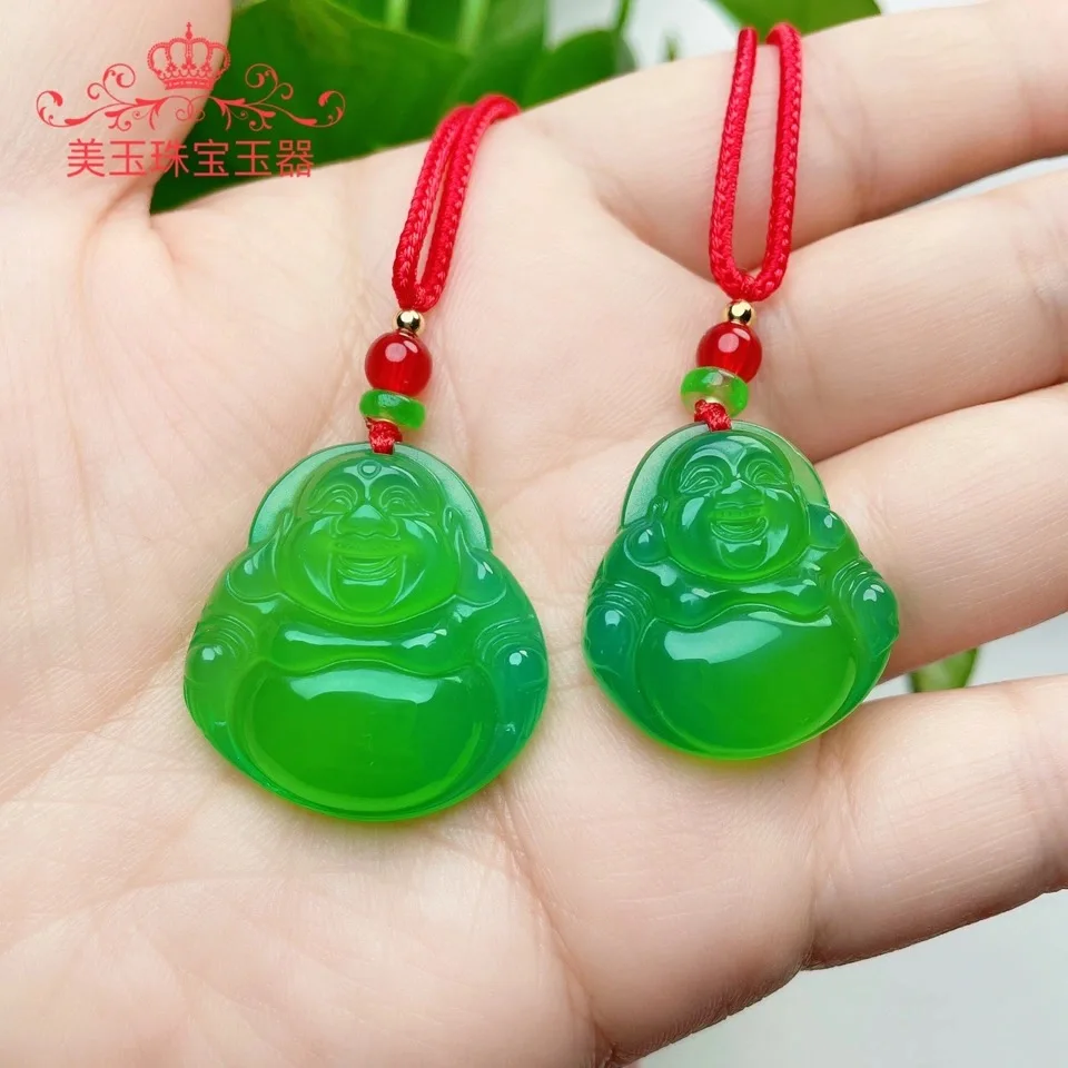 Натуральный зеленый агат Maitreya Будда DIY Подвески браслет очаровательные