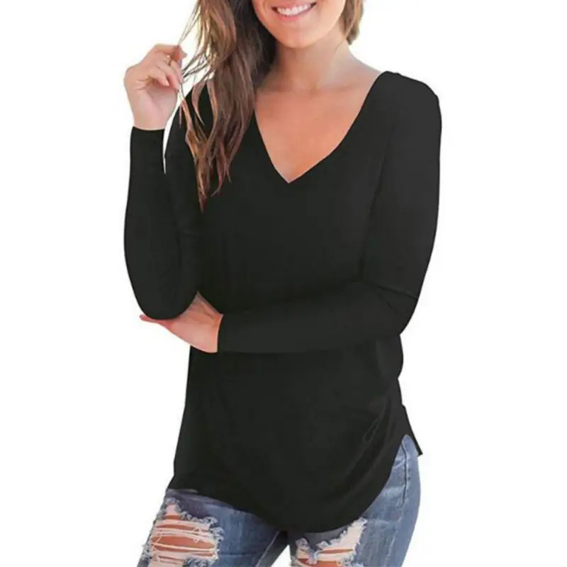 Women Solid Color Base Shirt V-Neck Long-Sleeved Women'S T-Shirt European And American
Women Solid Color Base Shirt V-Neck Long-Sleeved Women'S T-Shirt European And American