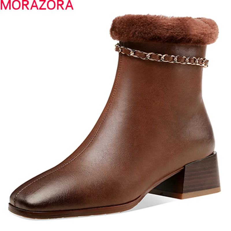 MORAZORA 2021 New Arrival Women Boots Genuine Leather Boots Med Heels Square Toe Winter Keep Warm Ankle Boots Black
MORAZORA 2021 New Arrival Women Boots Genuine Leather Boots Med Heels Square Toe Winter Keep Warm Ankle Boots Black