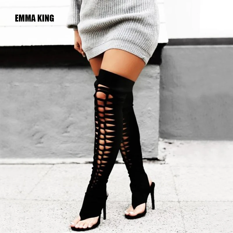 2021 Sexy Open Toe Gladiator Sandals Women Boots Cut-Outs Lace Up Thigh High Boots High Heels Black Shoes Woman Botas
2021 Sexy Open Toe Gladiator Sandals Women Boots Cut-Outs Lace Up Thigh High Boots High Heels Black Shoes Woman Botas