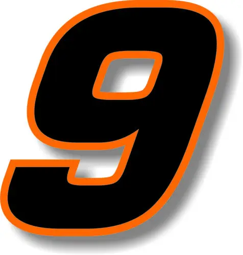 

Boutique Decals Exterior Accessories Car Custom Race Number Square Font Black with Orange Border Sticker Graphic