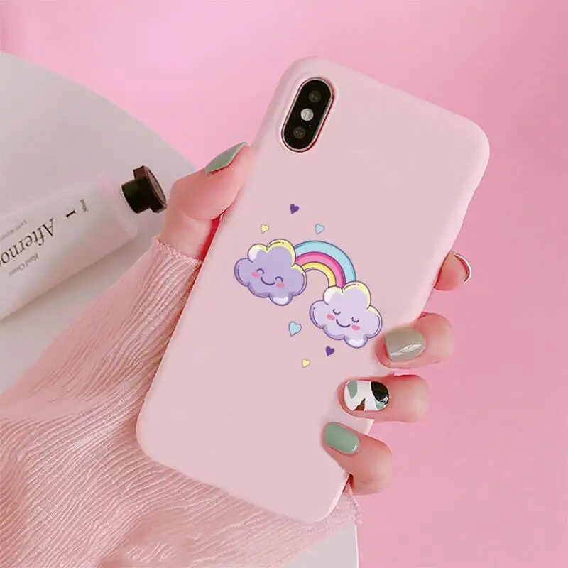Cartoon rainbow cloud cute Phone Case Candy Color Pink for iPhone 11 pro XS MAX 8 7 6 6S Plus X 5S SE 2020 XR
Cartoon rainbow cloud cute Phone Case Candy Color Pink for iPhone 11 pro XS MAX 8 7 6 6S Plus X 5S SE 2020 XR