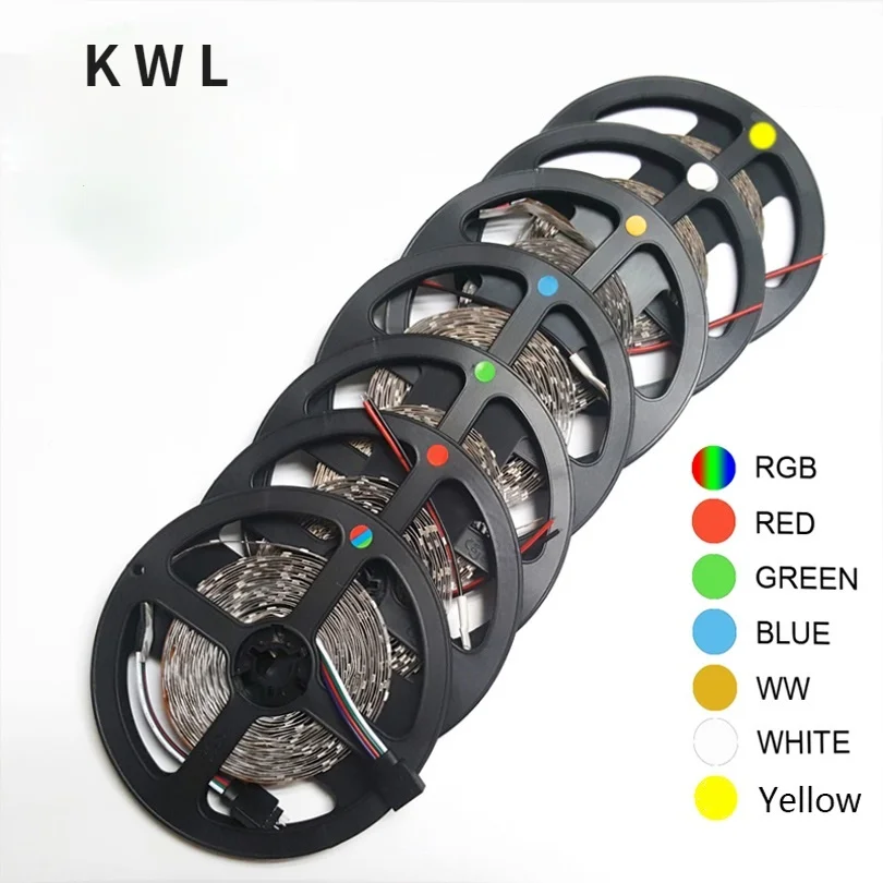 

KeWL LED Strip tape Lamp 5m 60led/m SMD 2835 DC12V Diode Flexible Led Strip light RGB/White/Warm white/Red/Green/Blue/Yellow