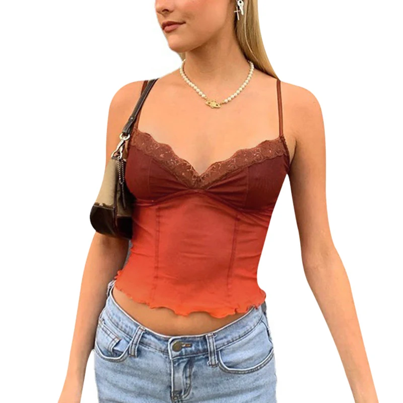 Sexy Sling Tops For Women Ladies Casual Lace Decor See-Through V-Neck Pleated Vest Fashion Tops Women's 2021 Mujer Camisetas
Sexy Sling Tops For Women Ladies Casual Lace Decor See-Through V-Neck Pleated Vest Fashion Tops Women's 2021 Mujer Camisetas