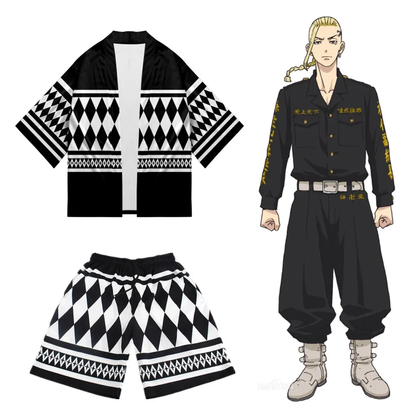 Tokyo Revengers Cosplay Cloak Anime Black White Top for Summer Hanagaki Takemichi Ken Ryuguji Haori Kimono Tee Men Women
Tokyo Revengers Cosplay Cloak Anime Black White Top for Summer Hanagaki Takemichi Ken Ryuguji Haori Kimono Tee Men Women