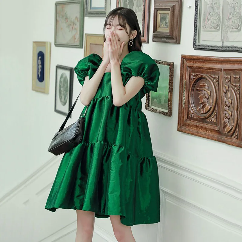 2021 Summer Dress Women Square Collar Temperament Puff Sleeve Green Fold Dresses Loose Large Size Female Cute Z384
2021 Summer Dress Women Square Collar Temperament Puff Sleeve Green Fold Dresses Loose Large Size Female Cute Z384