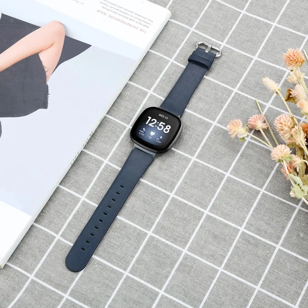 Кожаный ремешок для Fitbit Versa 3 женские и мужские умные часы Аксессуары браслета Sense