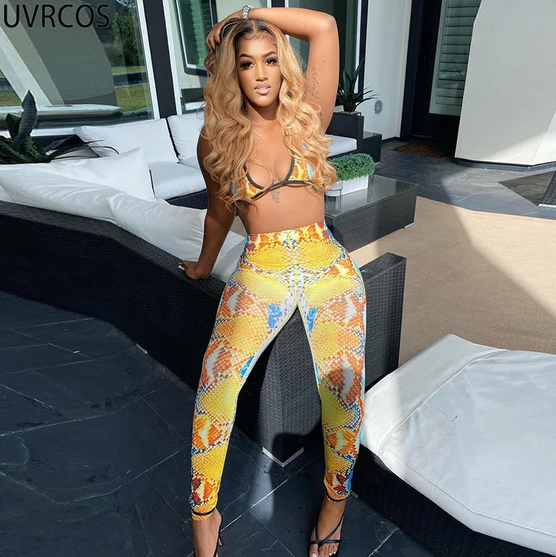 UVRCOS Snake Print Leggings For Women With Crop Bra Matching Outfits Summer Hipster Sexy Strap Club Overalls Tracksuit Two Piece 
UVRCOS Snake Print Leggings For Women With Crop Bra Matching Outfits Summer Hipster Sexy Strap Club Overalls Tracksuit Two Piece