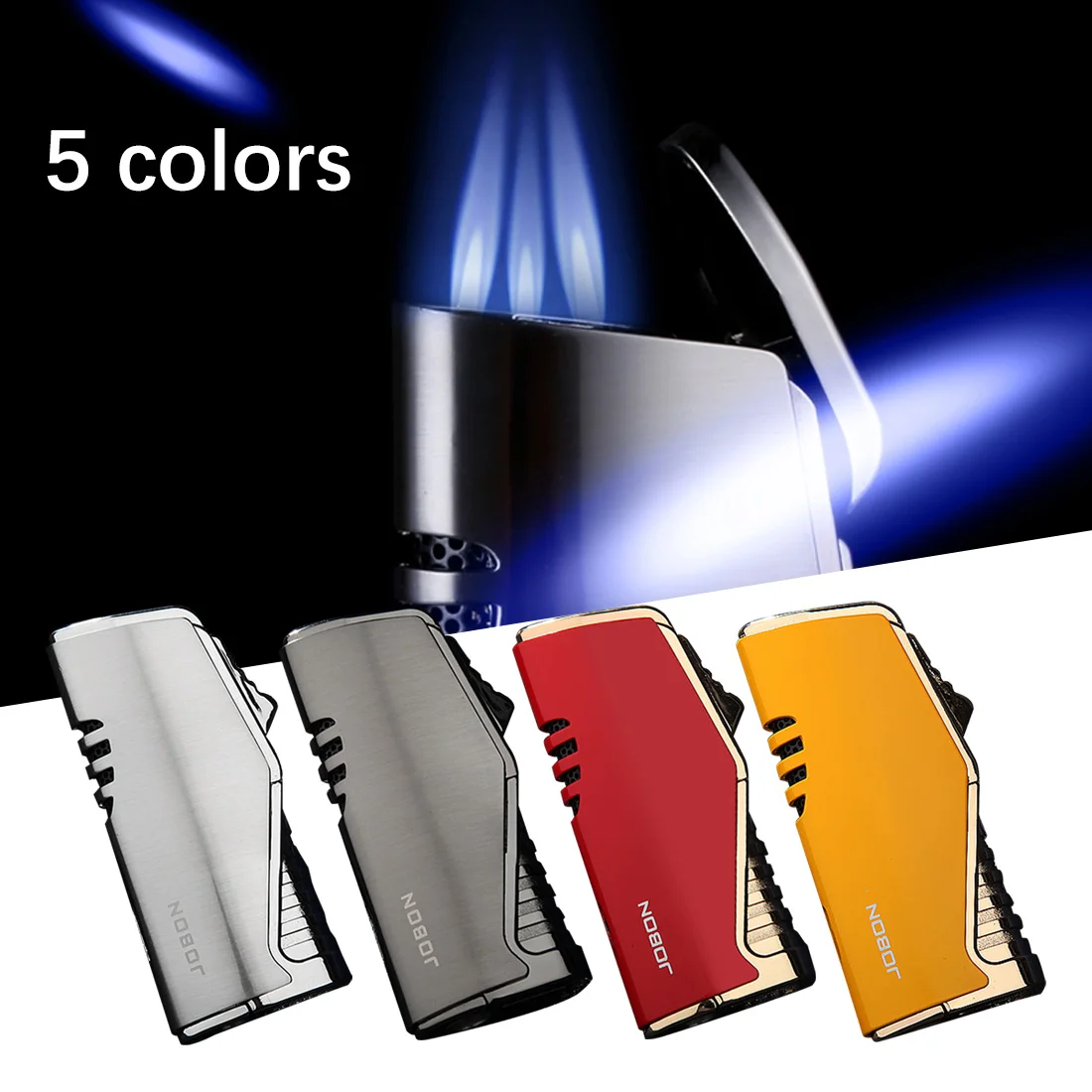 Triple Torch Jet Lighter Metal Lighter With Cigar Cutter Visible Gas Window Windproof Flame Lighter Gadgets
Triple Torch Jet Lighter Metal Lighter With Cigar Cutter Visible Gas Window Windproof Flame Lighter Gadgets
