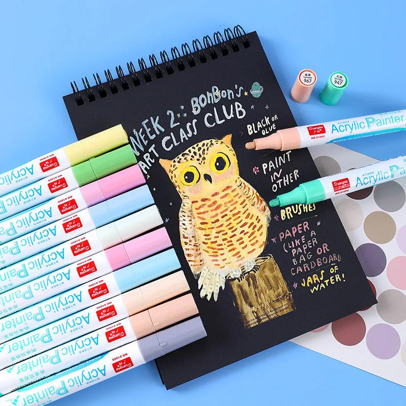 12/24/36/48 Morandi Colored Acrylic Paint Marker Art Pen for Rock Ceramic Glass Mug Wood Fabric Canvas Supplies | Канцтовары для