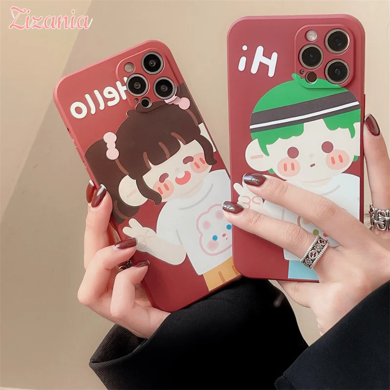 Fashion Super cute Cartoon Red Boy Girl Phone Case For iPhone 13 12 11 Pro XS Max X XR 8 7 Plus personality shockproof Cover New
Fashion Super cute Cartoon Red Boy Girl Phone Case For iPhone 13 12 11 Pro XS Max X XR 8 7 Plus personality shockproof Cover New