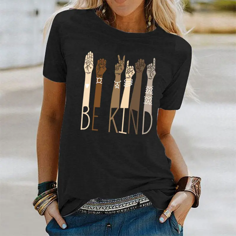 Women Be Kind Gesture Casual Crew Neck Aesthetic Tee Summer Letters Top Short Sleeve Slogan Funny Graphics Soft T-Shirt
Women Be Kind Gesture Casual Crew Neck Aesthetic Tee Summer Letters Top Short Sleeve Slogan Funny Graphics Soft T-Shirt