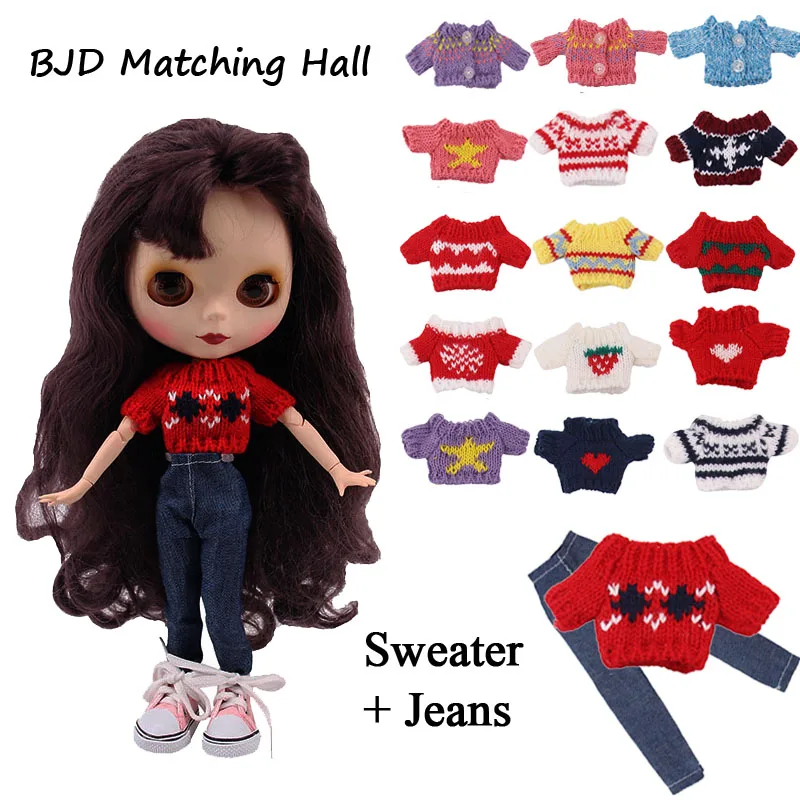 Комплект одежды для кукол Blyth свитер и джинсы Azone OB23 OB24 1/6 аксессуары нашего