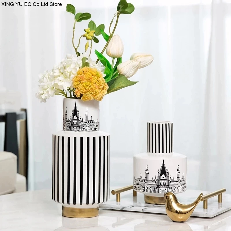 Art Architecture Ceramic Vase White Stripe Handicraft Decoration Modern Flower Arrangement Vase Living Room Home Decoration
Art Architecture Ceramic Vase White Stripe Handicraft Decoration Modern Flower Arrangement Vase Living Room Home Decoration