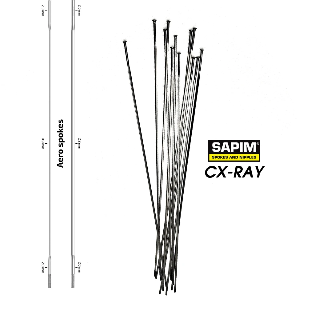 

SAPIM CX-Ray BLACK Bladed Aero Spoke Straight Pull MTB And Road Carbon Fiber Bike Wheelset Used 2.0-0.9*2.2-2.0mm, 135-310 mm