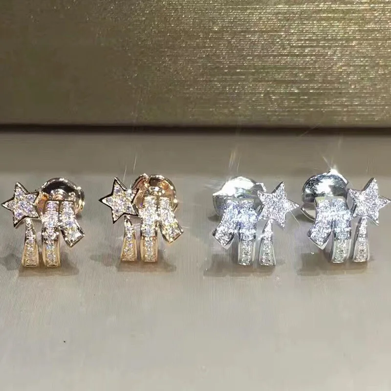 Cute Stars Stud Earrings with Bling Zircon Stone Rose Gold Silver Fashion Jewelry Korean Earrings
Cute Stars Stud Earrings with Bling Zircon Stone Rose Gold Silver Fashion Jewelry Korean Earrings