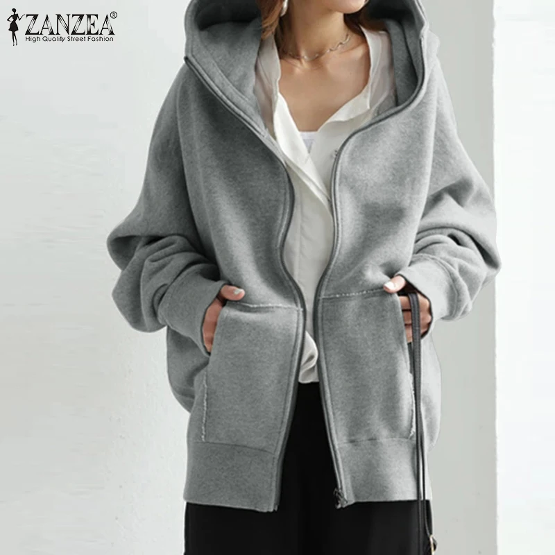 Oversized Zipper Overcoat Autumn Winter Coat Women Casual Long Sleeve Solid Jackets ZANZEA Vintage Hooded Hoodies Female OL Tops
Oversized Zipper Overcoat Autumn Winter Coat Women Casual Long Sleeve Solid Jackets ZANZEA Vintage Hooded Hoodies Female OL Tops
