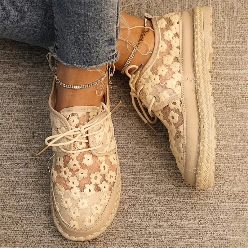 Ladies Casual Shoes Summer Mesh Lace Breathable Hollow Flower Women Single Shoes Comfortable Soft Bottom Lace-Up Summer Shoes
Ladies Casual Shoes Summer Mesh Lace Breathable Hollow Flower Women Single Shoes Comfortable Soft Bottom Lace-Up Summer Shoes