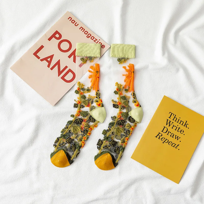 Novelty Harajuku New Product Crystal Silk Tide Socks Funny Sunflowers Vines Flowers Happy Women Socks Casual High Quality Sox
Novelty Harajuku New Product Crystal Silk Tide Socks Funny Sunflowers Vines Flowers Happy Women Socks Casual High Quality Sox