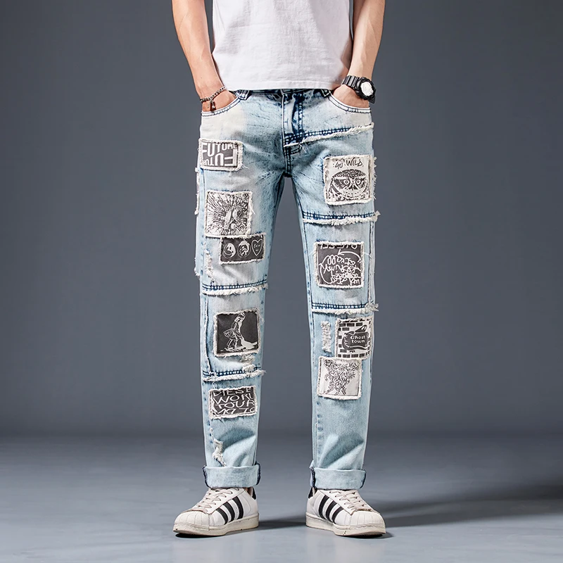 2021 New Men's Pants Streetwear Jeans Ripped Denim Trousers Locomotive Casual Loose Retro Trousers Men 
2021 New Men's Pants Streetwear Jeans Ripped Denim Trousers Locomotive Casual Loose Retro Trousers Men