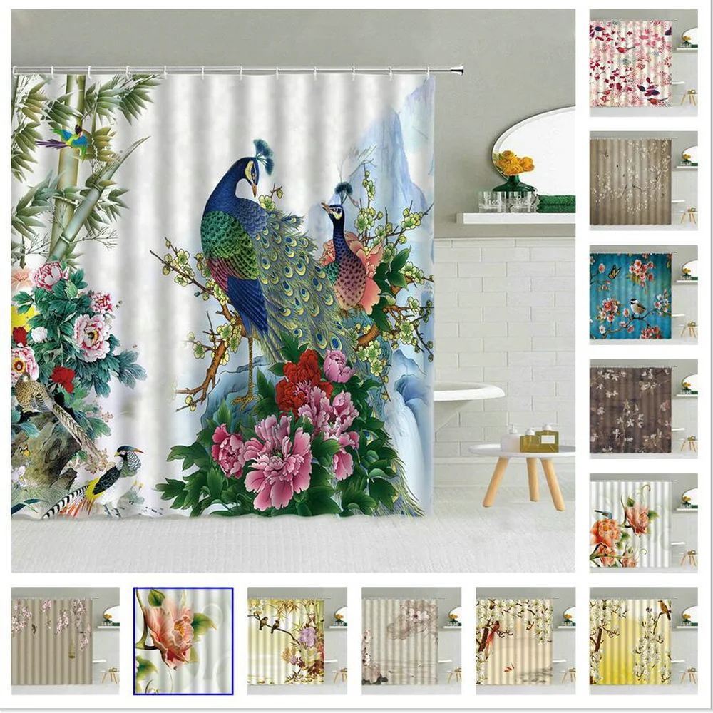 Chinese Style Flower Bird Shower Curtain Waterproof Fabric Beautiful Spring Landscape With Hooks Decoration Bathroom Curtains
Chinese Style Flower Bird Shower Curtain Waterproof Fabric Beautiful Spring Landscape With Hooks Decoration Bathroom Curtains