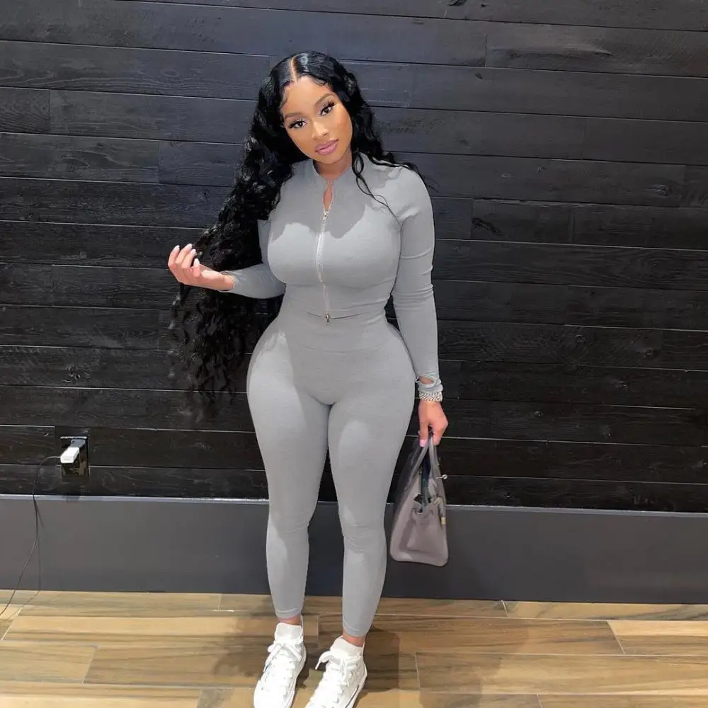 Solid Color Zip Up Coat Top and High Waisted Trousers Autumn Women's 2 Piece Matching Sets Slim Fit Casual Sweatsuits Streetwear
Solid Color Zip Up Coat Top and High Waisted Trousers Autumn Women's 2 Piece Matching Sets Slim Fit Casual Sweatsuits Streetwear