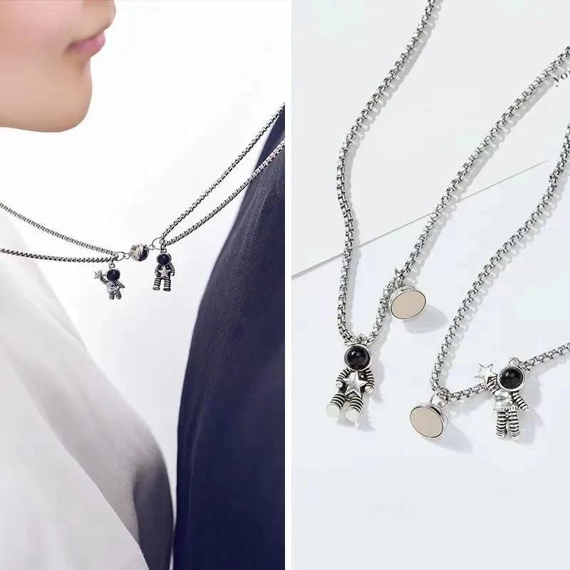 2Pcs/set Magnet Necklace Astronaut Pendant Necklace Couple Girlfriend Stainless Steel Chain Necklace Jewelry Gift
2Pcs/set Magnet Necklace Astronaut Pendant Necklace Couple Girlfriend Stainless Steel Chain Necklace Jewelry Gift