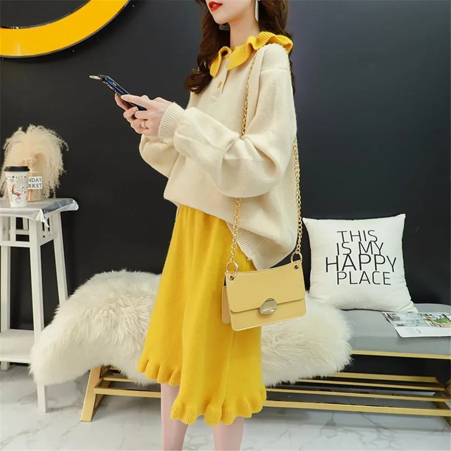 Women Knit Sweater Tops+Skirts Set Long Sleeve Woman Knitted Skirt Clothing Suit Costumes
Women Knit Sweater Tops+Skirts Set Long Sleeve Woman Knitted Skirt Clothing Suit Costumes