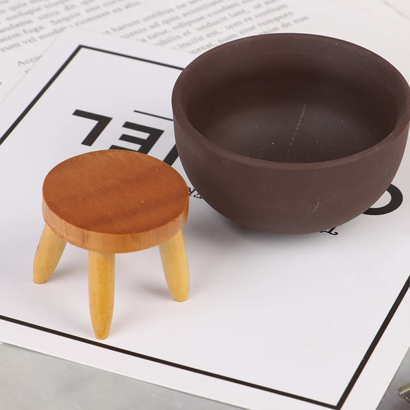 Dollhouse Miniature Scale 1/12 Furniture Round Floral Stool Chair House Decor Kids Children Pretend Play Toy Acc for Dolls | Игрушки и