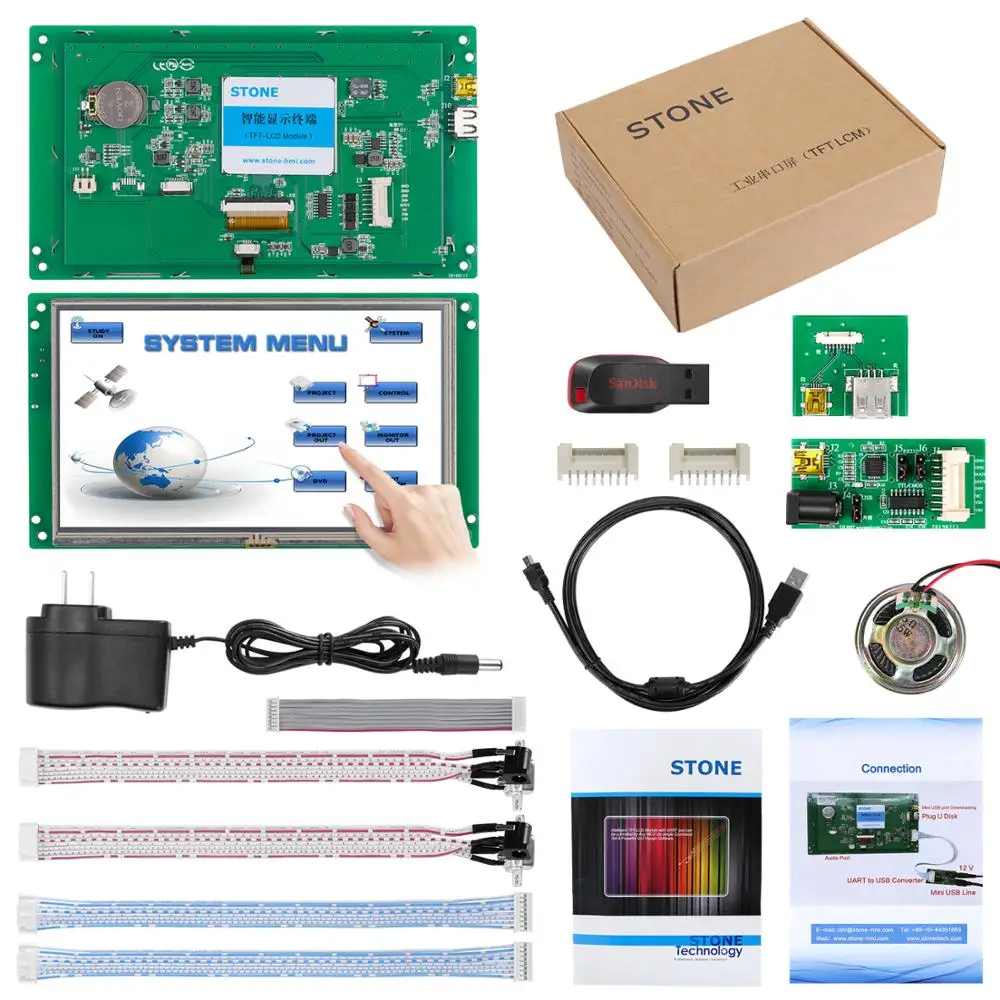 MCU Interface Touch Controller Indusrial HMI LCD TFT Display 7.0 inch with Program + Software 
MCU Interface Touch Controller Indusrial HMI LCD TFT Display 7.0 inch with Program + Software