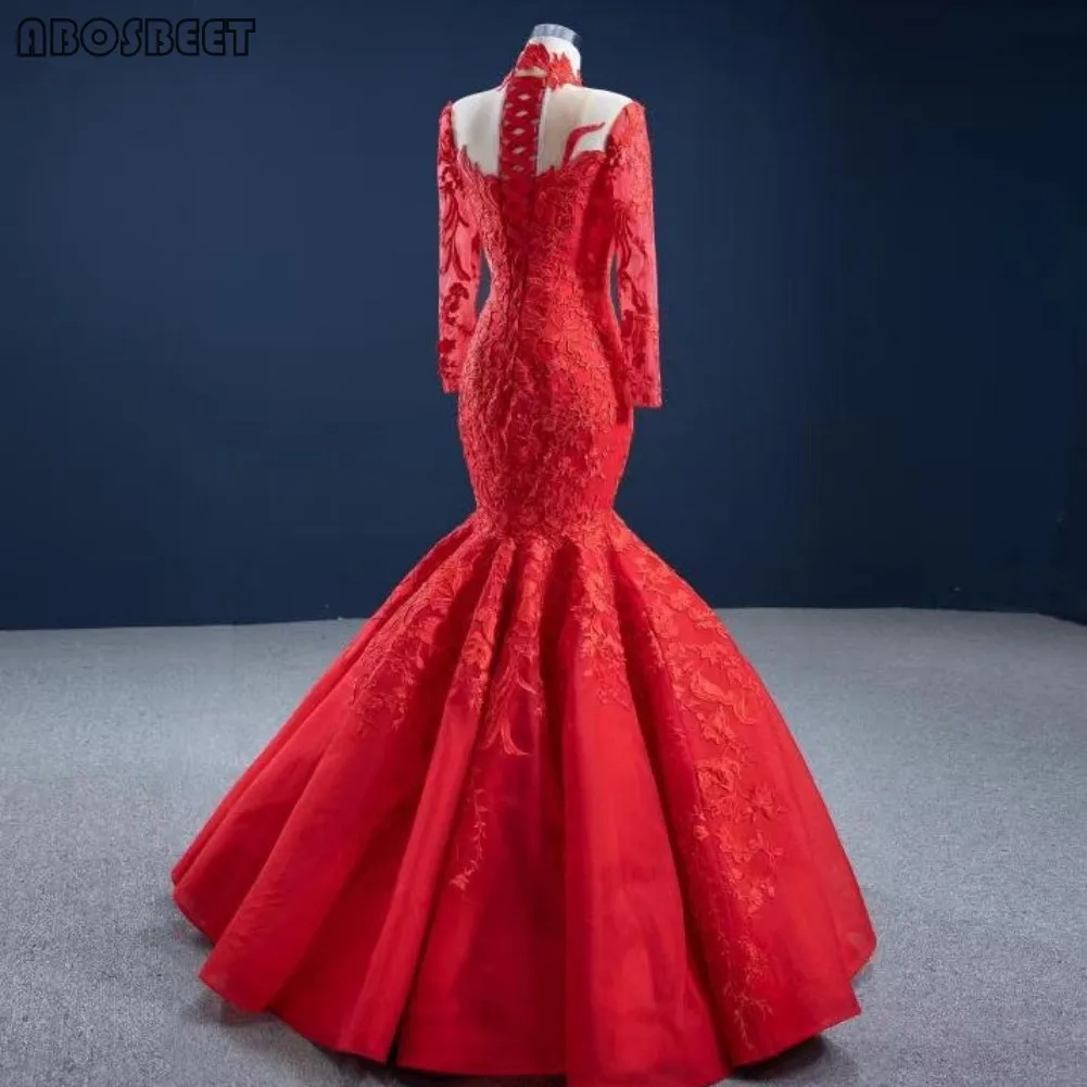 Mermaid Prom Dress Long Sleeve Red Lace Long Formal Evening Gown Elegant Gown High Collar Lace Up Vestido De Fiesta Prom Party
Mermaid Prom Dress Long Sleeve Red Lace Long Formal Evening Gown Elegant Gown High Collar Lace Up Vestido De Fiesta Prom Party