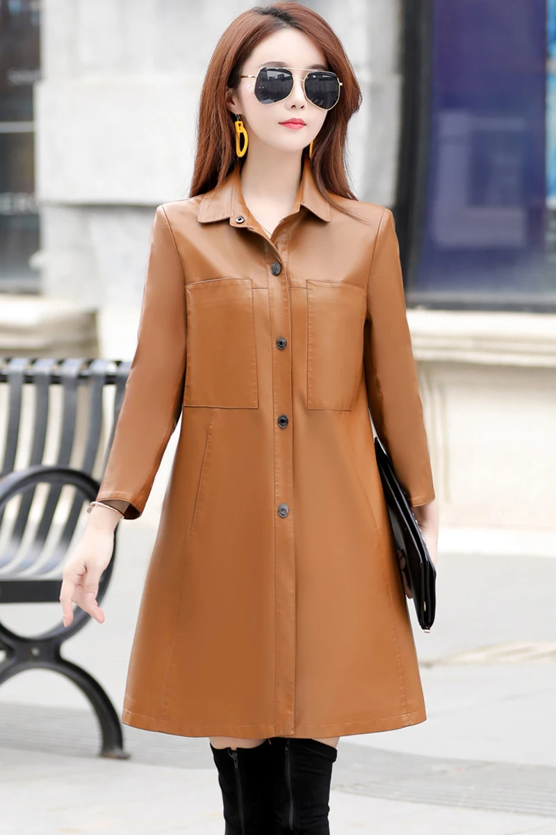 JCHB 2021 Women's Leather Coat new spring mid-length loose large size leather jacket leather trench coat casual coat
JCHB 2021 Women's Leather Coat new spring mid-length loose large size leather jacket leather trench coat casual coat