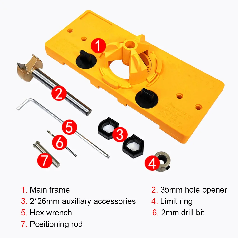 Concealed 35MM Cup Style Hinge Jig Boring Hole Drill Guide Forstner Bit Wood Cutter Carpenter Positioner Woodworking DIY Tools
Concealed 35MM Cup Style Hinge Jig Boring Hole Drill Guide Forstner Bit Wood Cutter Carpenter Positioner Woodworking DIY Tools