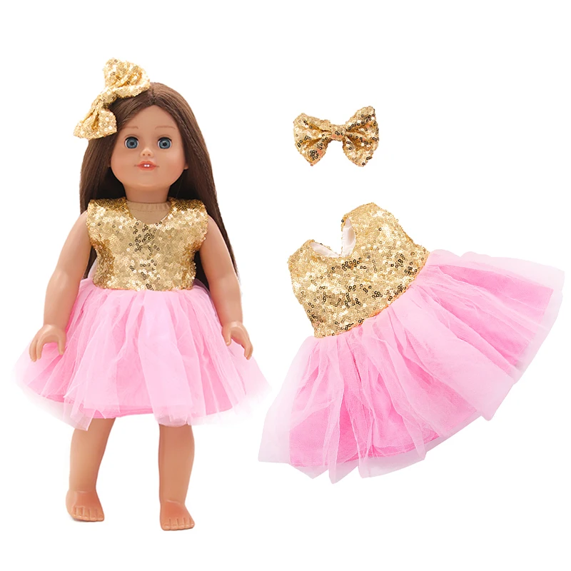 Модное блестящее Золотое мягкое кружевное Обрезанное Кукольное платье с
