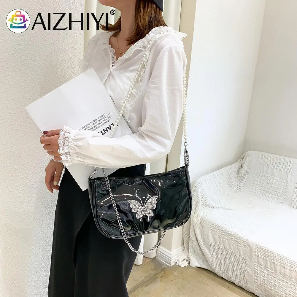 Fashion Butterfly Rhinestones Handbag Women Pearl Chain PU Leather Shoulder Crossbody Underarm Bag Sling Purse for Girls
Fashion Butterfly Rhinestones Handbag Women Pearl Chain PU Leather Shoulder Crossbody Underarm Bag Sling Purse for Girls