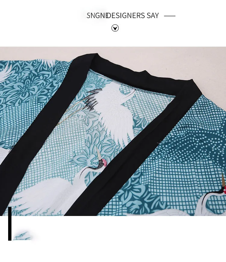 2021 Sexy Beach Cover Up Crane Pattern Stitching Swimsuit Loose Robe Overclothes Ladies Bikini Sunscreen Swimwear Beachwear
2021 Sexy Beach Cover Up Crane Pattern Stitching Swimsuit Loose Robe Overclothes Ladies Bikini Sunscreen Swimwear Beachwear