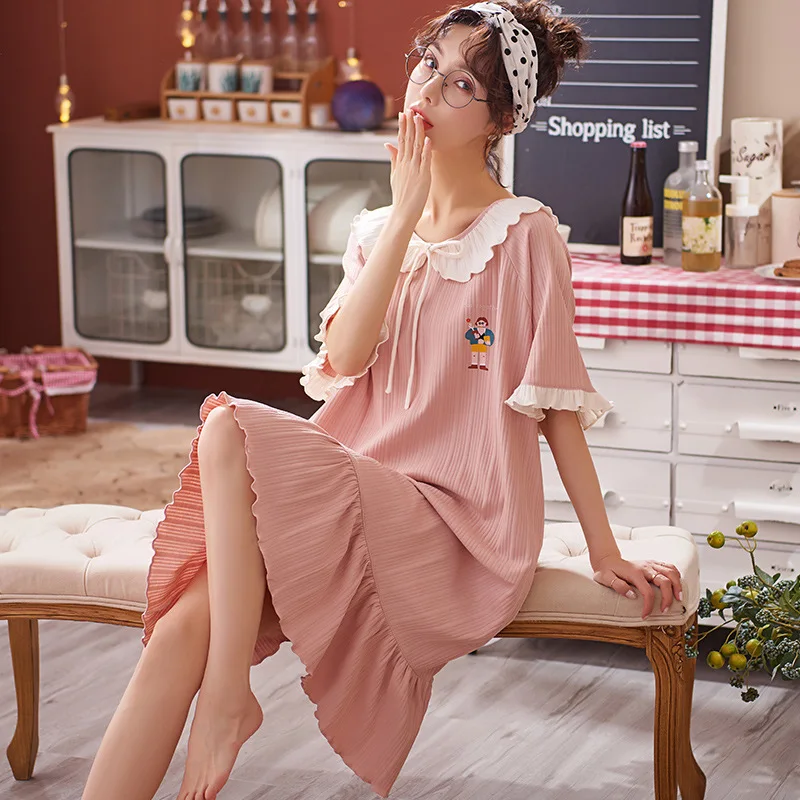 Summer Nightwear Kawaii Doll Collar Bow Girl Sleepwear Cotton Couple Pajamas Set Cute Cartoon Print O-Neck Men & Women Home Wear
Summer Nightwear Kawaii Doll Collar Bow Girl Sleepwear Cotton Couple Pajamas Set Cute Cartoon Print O-Neck Men & Women Home Wear