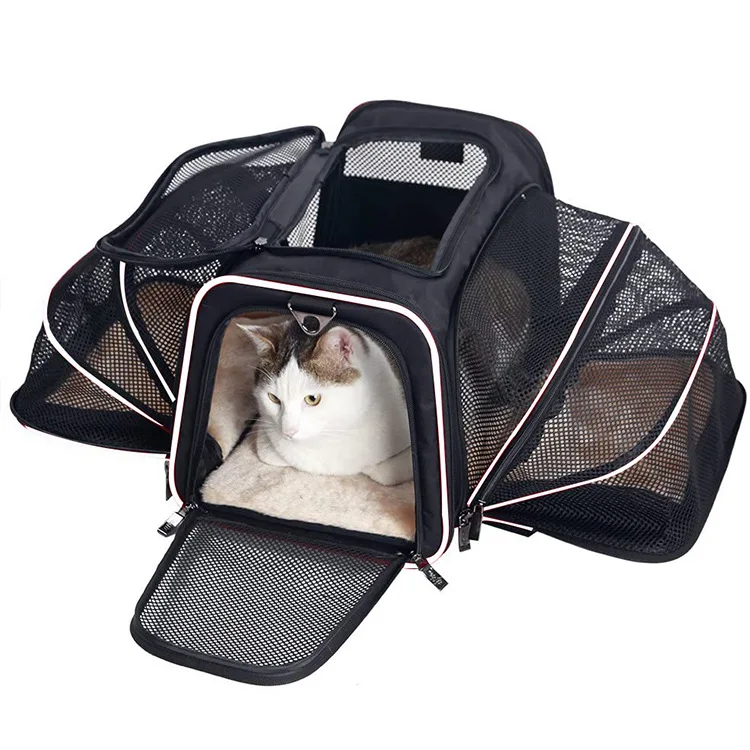 

Large 2 Sides Expandable Dog Carrier,4 Door,Collapsible Soft Sided Pet Travel Carrier Bag Kennel for Cats Kitty and Small Dogs