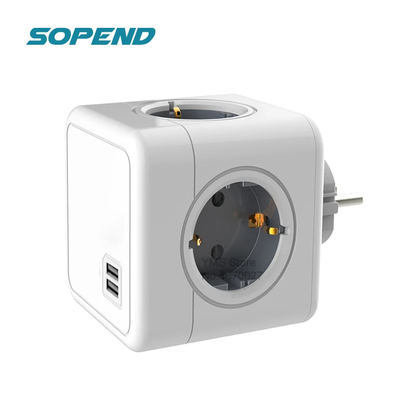 Sopend умная розетка Мощность куб тройник в розетку 220 USB полосы 5V 2.1A электрические
