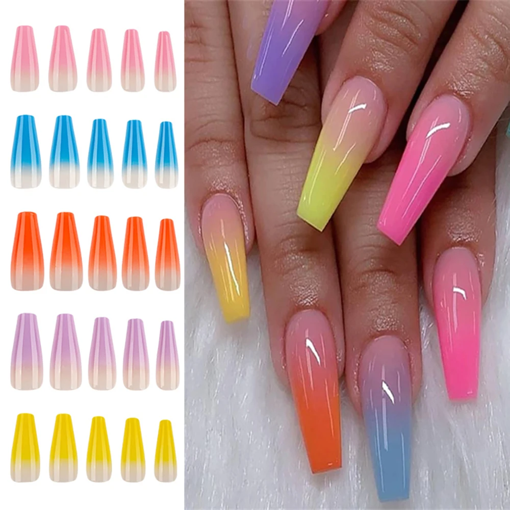 Rainbow Gradient Long Coffin Fake Nails European Ballerina Full Nail Art Tips Colorful Beauty Artificial False Nail
Rainbow Gradient Long Coffin Fake Nails European Ballerina Full Nail Art Tips Colorful Beauty Artificial False Nail