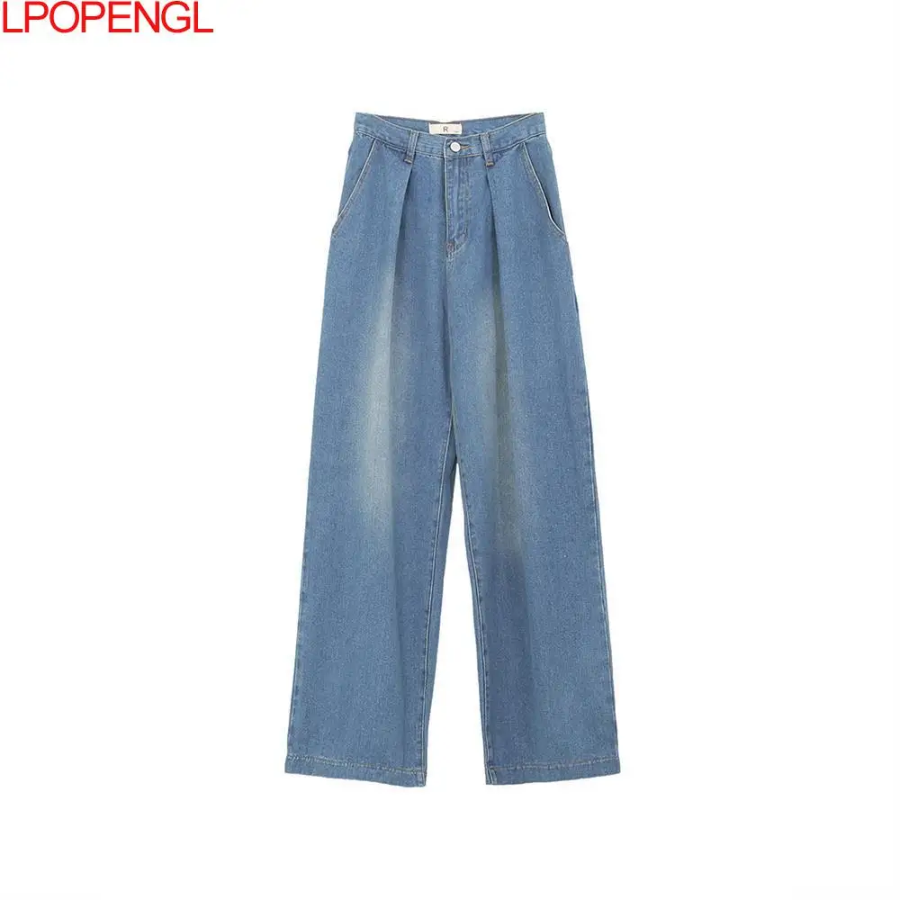Blue Solid Color Wide-leg Loose Jeans High-quality Simple Style Black Trousers Washed All-match Cotton High-waist Pants 2021 New
Blue Solid Color Wide-leg Loose Jeans High-quality Simple Style Black Trousers Washed All-match Cotton High-waist Pants 2021 New