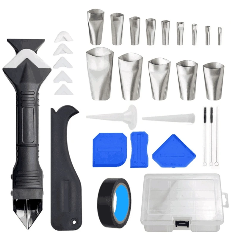 32 PCS Professional Caulking Tool(stainless steelhead) , Sealant Finishing Tool Grout Scraper for Kitchen Bathroom
32 PCS Professional Caulking Tool(stainless steelhead) , Sealant Finishing Tool Grout Scraper for Kitchen Bathroom